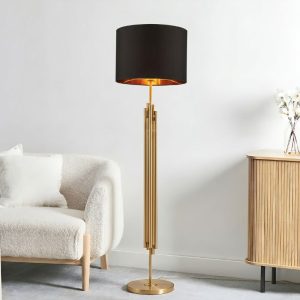 Đèn cây hiện đại, chụp vải đen, thân kim loại thiết kế nghệ thuật DC-232