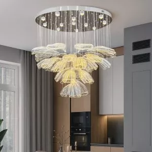 Đèn chùm thông tầng – sảnh thiết kế hiện đại hình lá DTT-155