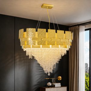 Đèn chùm thiết kế pha lê hiện đại thả ngang dây xích DC-2458