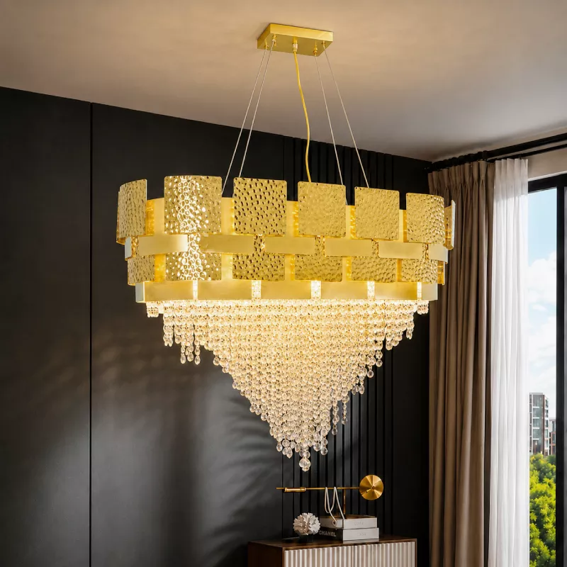Đèn chùm thiết kế pha lê hiện đại thả ngang dây xích DC-2458
