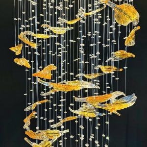 Đèn chùm thông tầng – sảnh phale thiết kế hiện đại hình lá thả DTT-154