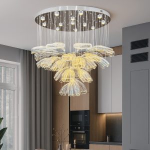 Đèn chùm thông tầng – sảnh thiết kế hiện đại hình lá DTT-155