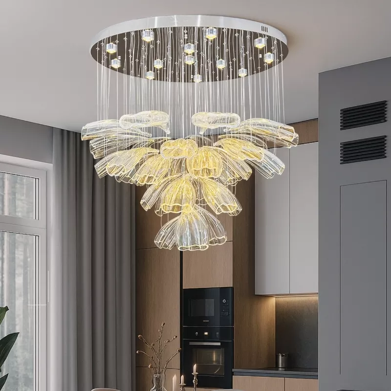 Đèn chùm thông tầng - sảnh thiết kế hiện đại hình lá DTT-155 - Hình ảnh 2
