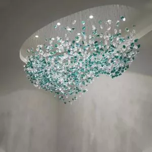 Đèn thả đá cuội thủy tinh nghệ thuật DTK-11