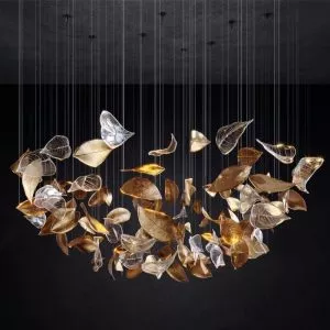 Đèn thả nghệ thuật lá bồ đề thủy tinh DTK-08
