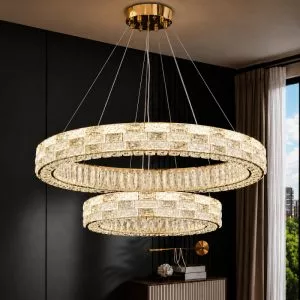 Đèn chùm pha lê hiện đại, thiết kế hai tầng sang trọng DC-2468
