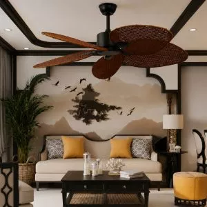 Quạt trần 5 cánh hình lá cọ, phong cách Indochine QT-46