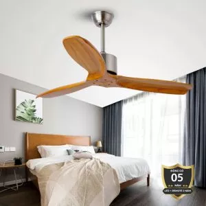 Quạt trần cánh gỗ, thiết kế tối giản hiện đại QT-40