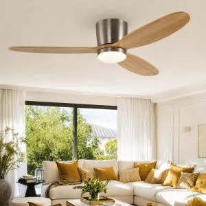 Quạt trần 3 cánh gỗ tự nhiên – Thiết kế sát trần hiện đại QT-31