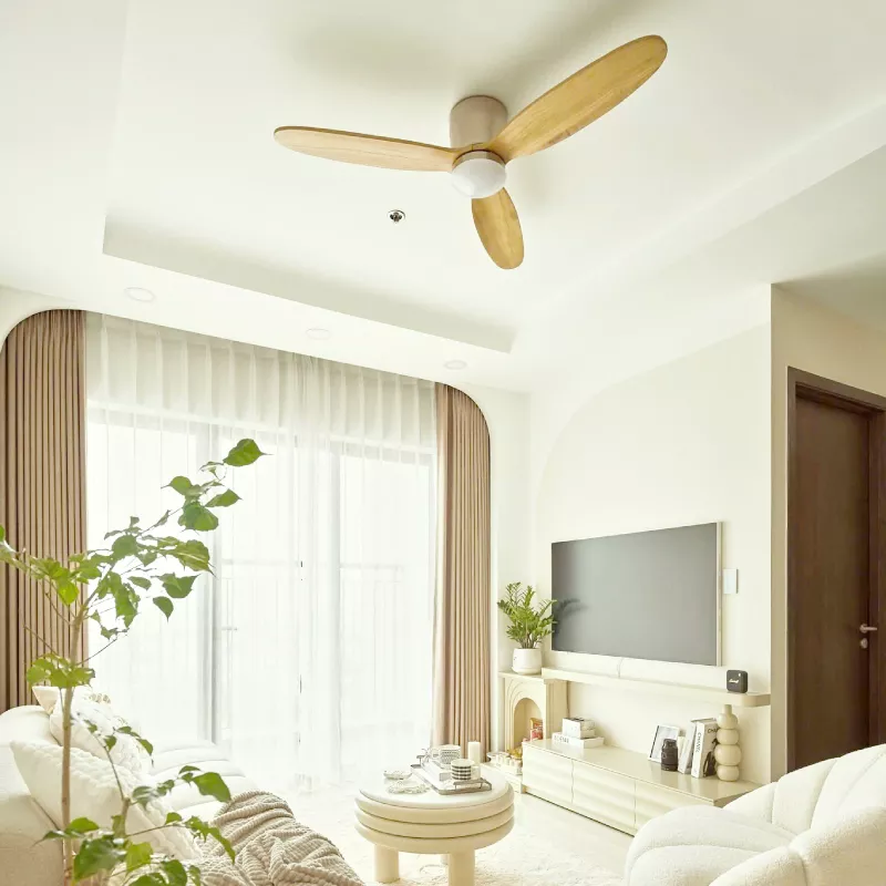 Quạt trần 3 cánh gỗ tự nhiên - Thiết kế sát trần hiện đại QT-31 - Hình ảnh 6