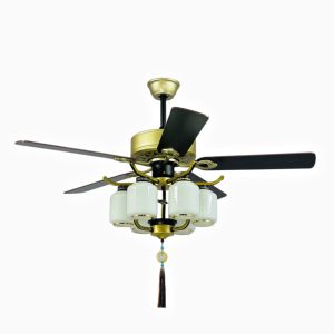 Quạt trần đèn 5 cánh gỗ, phong cách cổ điển QT-74
