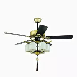 Quạt trần đèn 5 cánh gỗ, phong cách cổ điển QT-74