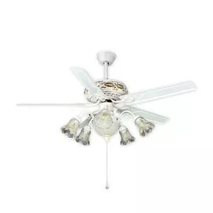 Quạt trần đèn 5 cánh trắng, thiết kế tân cổ điển sang trọng QT-78