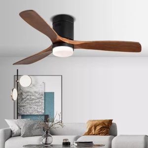 Quạt trần đèn sát trần 3 cánh gỗ cao cấp QT-41