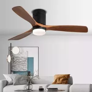 Quạt trần đèn sát trần 3 cánh gỗ cao cấp QT-41