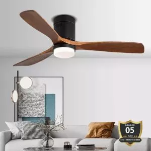 Quạt trần đèn sát trần 3 cánh gỗ cao cấp QT-41