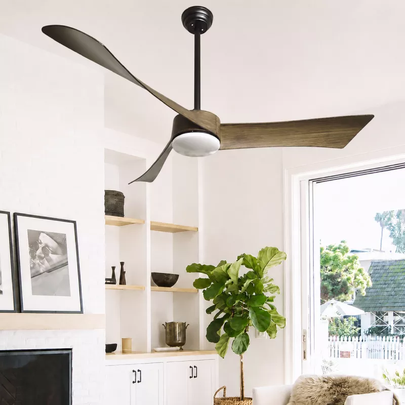 Quạt trần đèn thiết kế 3 cánh giả gỗ, phong cách hiện đại QT-53 - Hình ảnh 3