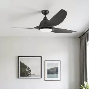 Quạt trần đèn thiết kế 3 cánh màu đen tối giản, hiện đại QT-112