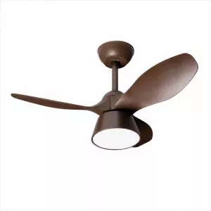 Quạt trần đèn thiết kế 3 cánh nhựa màu nâu tối giản, hiện đại QT-205