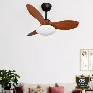 Quạt trần đèn thiết kế 3 cánh nhựa tối giản, hiện đại QT-204