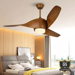Quạt trần đèn, thiết kế 3 cánh uốn nghệ thuật QT-61