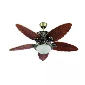 Quạt trần đèn thiết kế 5 cánh gỗ hình lá nghệ thuật QT-79
