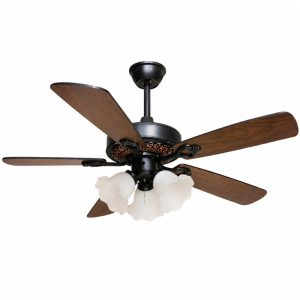 Quạt trần đèn thiết kế 5 cánh gỗ phong cách cổ điển QT-215