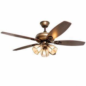 Quạt trần đèn thiết kế 5 cánh gỗ phong cách cổ điển QT-216