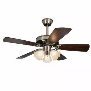 Quạt trần đèn thiết kế 5 cánh gỗ phong cách cổ điển QT-217