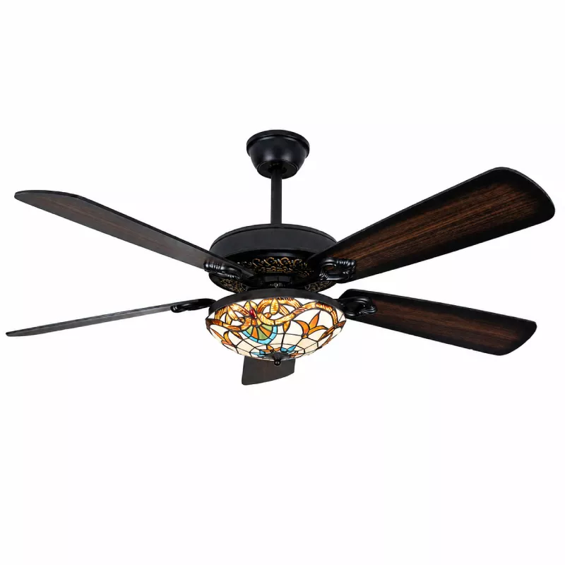 Quạt trần đèn thiết kế 5 cánh gỗ phong cách cổ điển QT-223 - Hình ảnh 2