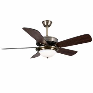 Quạt trần đèn thiết kế 5 cánh gỗ phong cách cổ điển QT-229