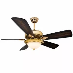 Quạt trần đèn thiết kế 5 cánh gỗ phong cách cổ điển QT-232