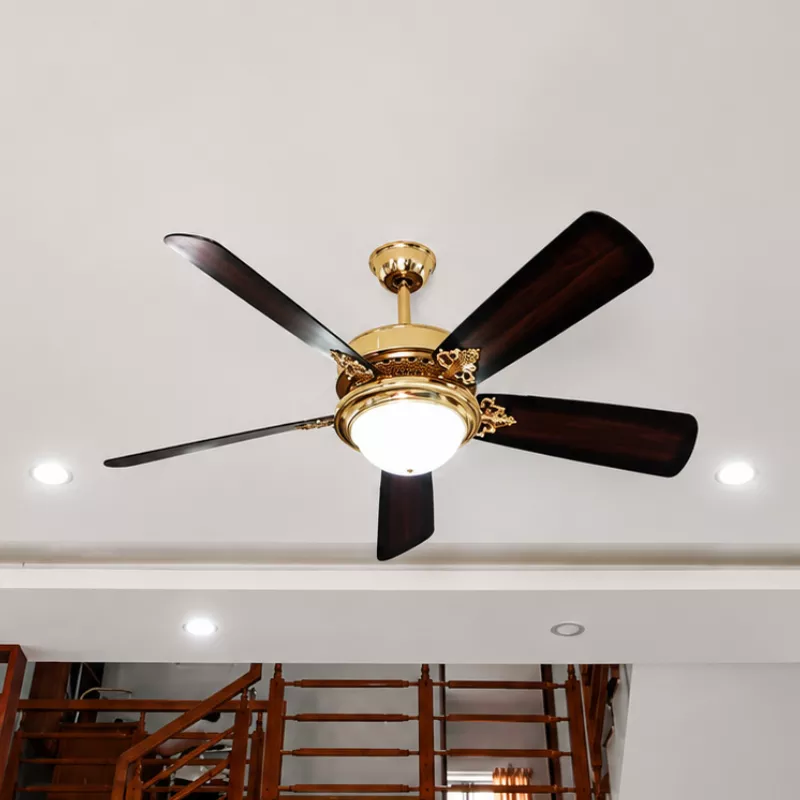 Quạt trần đèn thiết kế 5 cánh gỗ phong cách cổ điển QT-232 - Hình ảnh 4