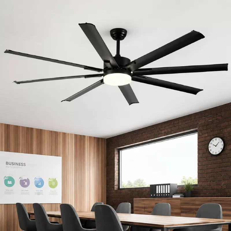 Quạt trần đèn thiết kế 8 cánh kim loại màu đen tối giản, hiện đại QT-243 - Hình ảnh 4