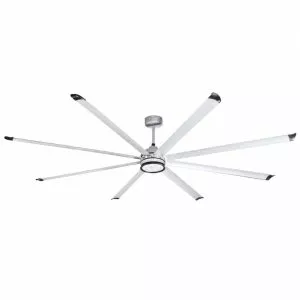 Quạt trần đèn thiết kế 8 cánh kim loại màu xám tối giản, hiện đại QT-242