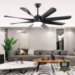 Quạt trần đèn thiết kế 8 cánh, phong cách Bắc Âu QT-35