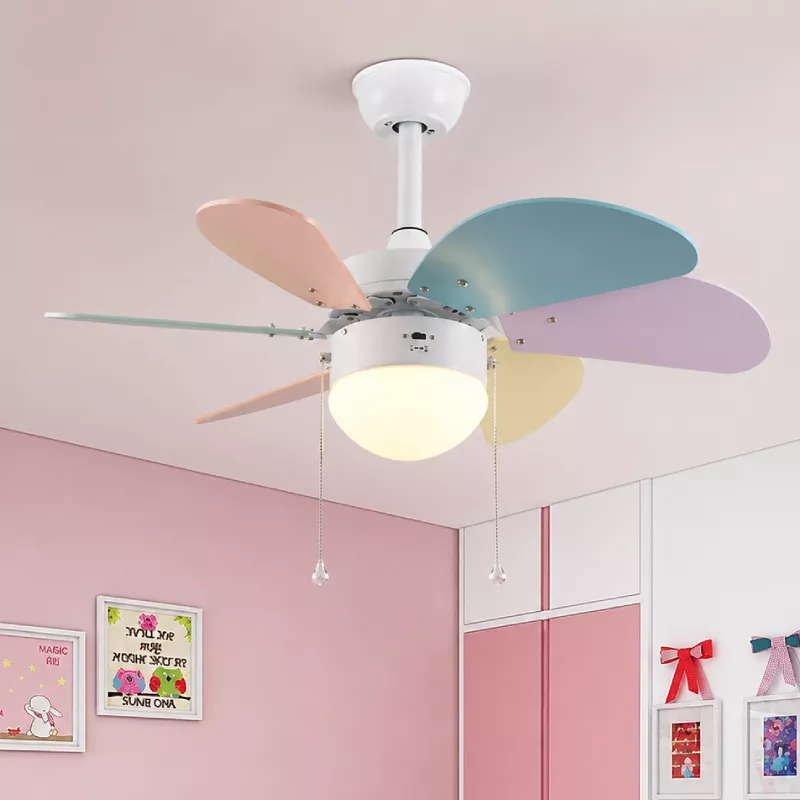 Quạt trần đèn thiết kế cánh quạt nhiều màu dễ thương cho bé QT-81
