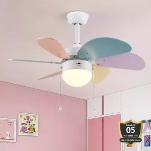 Quạt trần đèn thiết kế cánh quạt nhiều màu dễ thương cho bé QT-81