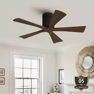 Quạt trần sát trần, thiết kế 5 cánh gỗ tối giản QT-59
