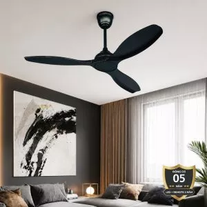 Quạt trần thiết kế 3 cánh đen, dáng uốn lượn nghệ thuật QT-72