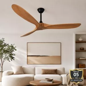 Quạt trần thiết kế 3 cánh gỗ tối giản, hiện đại QT-237