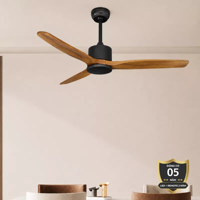 Quạt trần thiết kế 3 cánh gỗ tối giản, hiện đại QT-93
