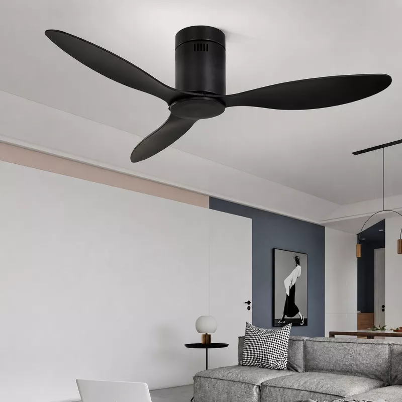 Quạt trần thiết kế 3 cánh màu đen tối giản, hiện đại QT-106