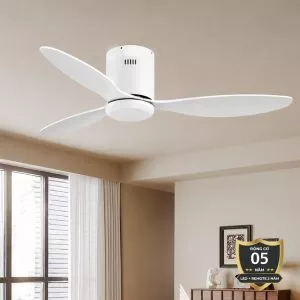 Quạt trần thiết kế 3 cánh màu trắng tối giản, hiện đại QT-105