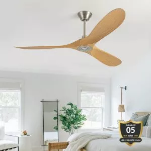 Quạt trần thiết kế 3 cánh nhựa giả gỗ màu nâu sáng QT-77