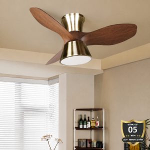 Quạt trần đèn thiết kế 3 cánh nhựa tối giản, hiện đại QT-206
