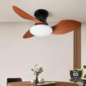 Quạt trần đèn thiết kế 3 cánh nhựa tối giản, hiện đại QT-208