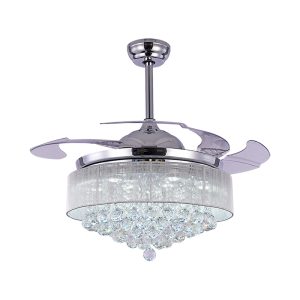 Quạt trần thiết kế 4 cánh tích hợp đèn pha lê sang trọng, hiện đại QT-85