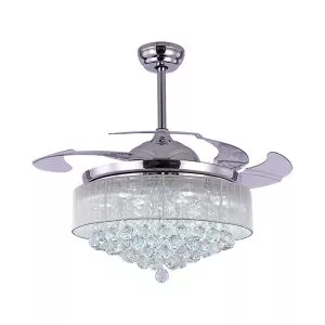 Quạt trần thiết kế 4 cánh tích hợp đèn pha lê sang trọng, hiện đại QT-85