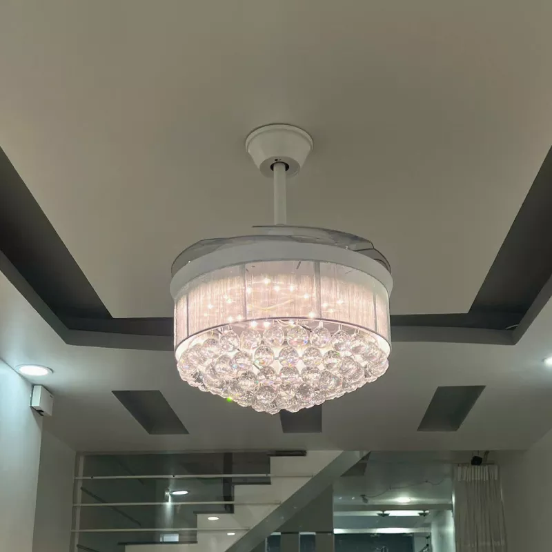 Quạt trần thiết kế 4 cánh tích hợp đèn pha lê sang trọng, hiện đại QT-85 - Hình ảnh 4